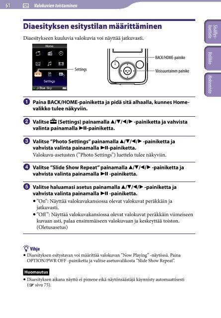 Sony NWZ-E438F - NWZ-E438F Istruzioni per l'uso Finlandese