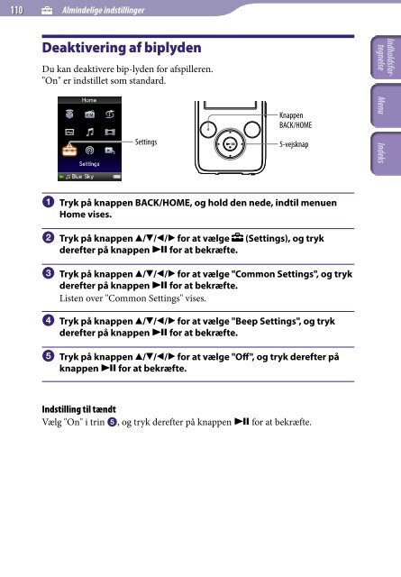 Sony NWZ-S636F - NWZ-S636F Istruzioni per l'uso Danese