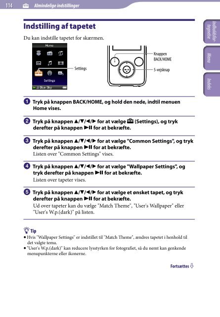 Sony NWZ-S636F - NWZ-S636F Istruzioni per l'uso Danese