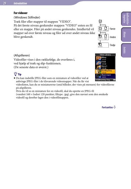 Sony NWZ-S636F - NWZ-S636F Istruzioni per l'uso Danese