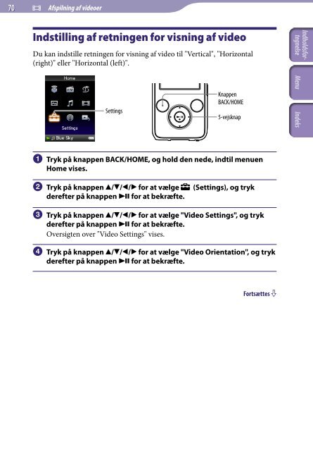 Sony NWZ-S636F - NWZ-S636F Istruzioni per l'uso Danese