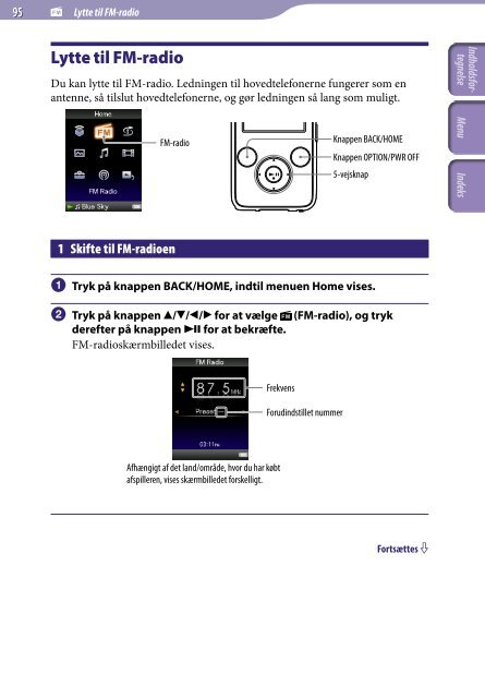 Sony NWZ-S636F - NWZ-S636F Istruzioni per l'uso Danese