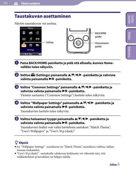 Sony NWZ-S636F - NWZ-S636F Istruzioni per l'uso Finlandese