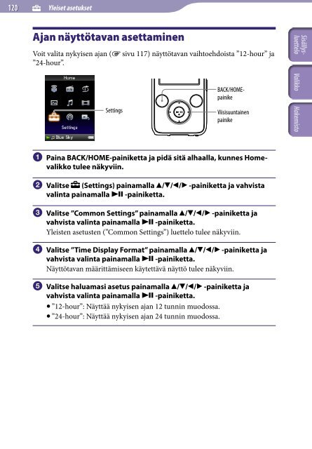 Sony NWZ-S636F - NWZ-S636F Istruzioni per l'uso Finlandese