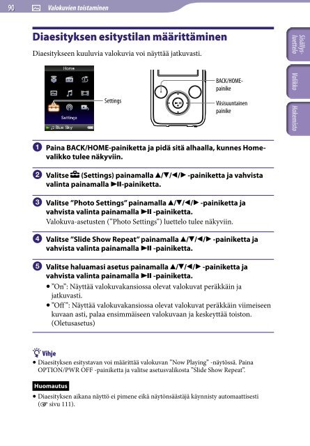 Sony NWZ-S636F - NWZ-S636F Istruzioni per l'uso Finlandese