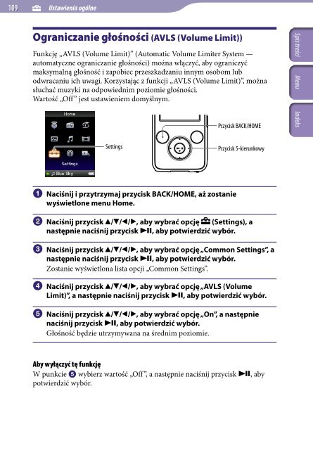 Sony NWZ-S636F - NWZ-S636F Istruzioni per l'uso Polacco