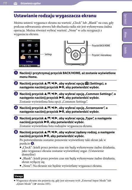 Sony NWZ-S636F - NWZ-S636F Istruzioni per l'uso Polacco