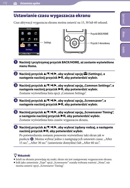 Sony NWZ-S636F - NWZ-S636F Istruzioni per l'uso Polacco