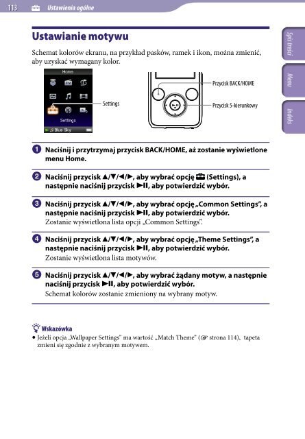 Sony NWZ-S636F - NWZ-S636F Istruzioni per l'uso Polacco