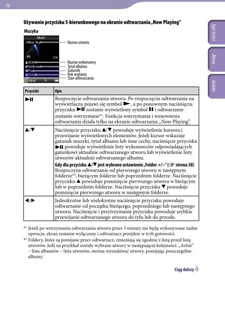 Sony NWZ-S636F - NWZ-S636F Istruzioni per l'uso Polacco