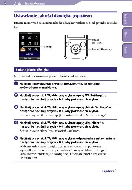 Sony NWZ-S636F - NWZ-S636F Istruzioni per l'uso Polacco