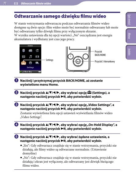 Sony NWZ-S636F - NWZ-S636F Istruzioni per l'uso Polacco