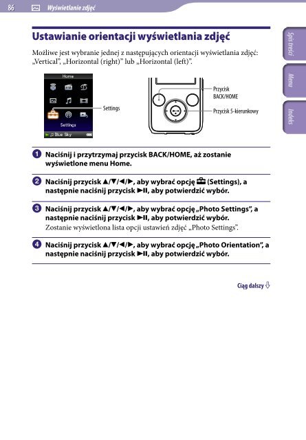 Sony NWZ-S636F - NWZ-S636F Istruzioni per l'uso Polacco