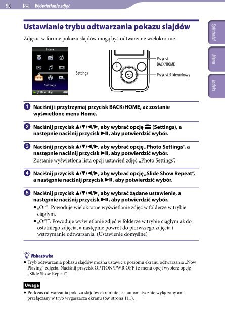 Sony NWZ-S636F - NWZ-S636F Istruzioni per l'uso Polacco