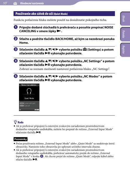 Sony NWZ-S636F - NWZ-S636F Istruzioni per l'uso Slovacco