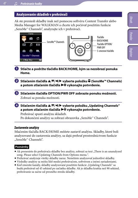 Sony NWZ-S636F - NWZ-S636F Istruzioni per l'uso Slovacco