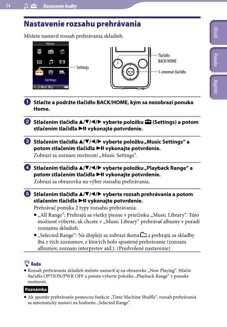 Sony NWZ-S636F - NWZ-S636F Istruzioni per l'uso Slovacco