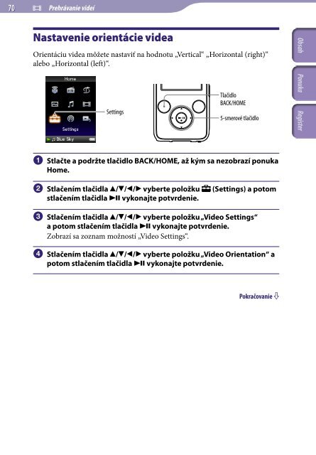 Sony NWZ-S636F - NWZ-S636F Istruzioni per l'uso Slovacco