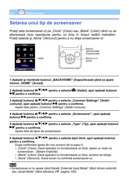 Sony NWZ-S636F - NWZ-S636F Istruzioni per l'uso Rumeno