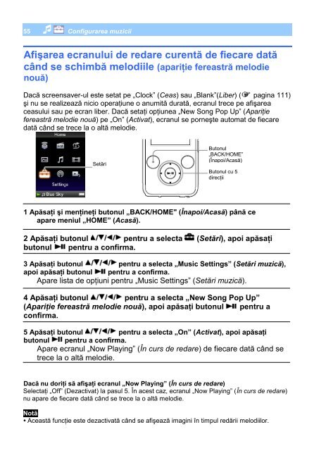 Sony NWZ-S636F - NWZ-S636F Istruzioni per l'uso Rumeno