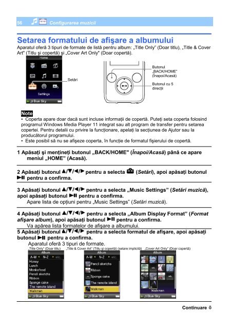 Sony NWZ-S636F - NWZ-S636F Istruzioni per l'uso Rumeno