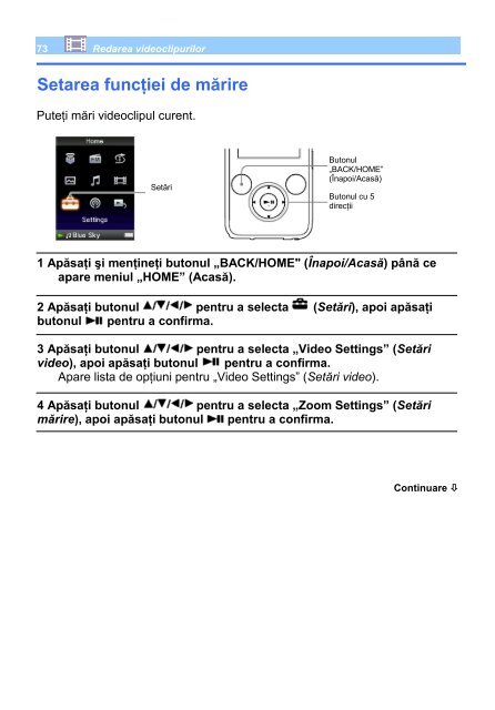 Sony NWZ-S636F - NWZ-S636F Istruzioni per l'uso Rumeno