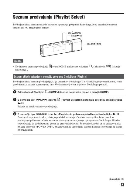 Sony NW-E015F - NW-E015F Istruzioni per l'uso Sloveno