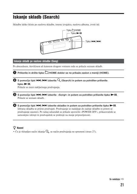 Sony NW-E015F - NW-E015F Istruzioni per l'uso Sloveno