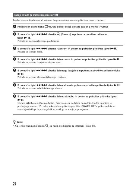 Sony NW-E015F - NW-E015F Istruzioni per l'uso Sloveno