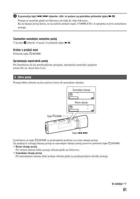 Sony NW-E015F - NW-E015F Istruzioni per l'uso Sloveno