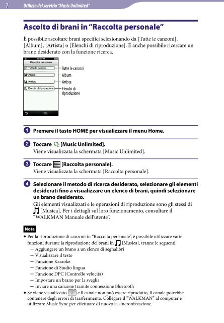 Sony NWZ-A865 - NWZ-A865 Istruzioni per l'uso Italiano