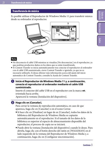 Sony NWZ-S544 - NWZ-S544 Istruzioni per l'uso Spagnolo