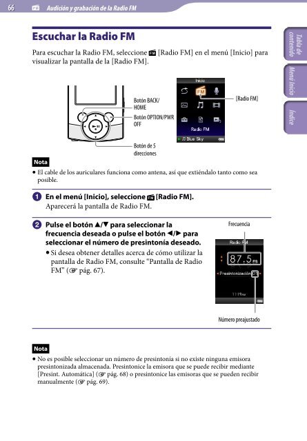 Sony NWZ-S544 - NWZ-S544 Istruzioni per l'uso Spagnolo