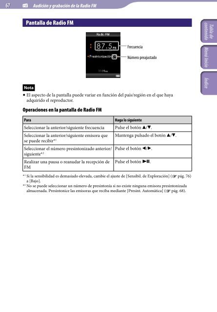 Sony NWZ-S544 - NWZ-S544 Istruzioni per l'uso Spagnolo