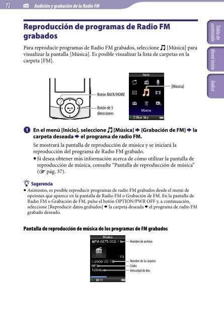 Sony NWZ-S544 - NWZ-S544 Istruzioni per l'uso Spagnolo