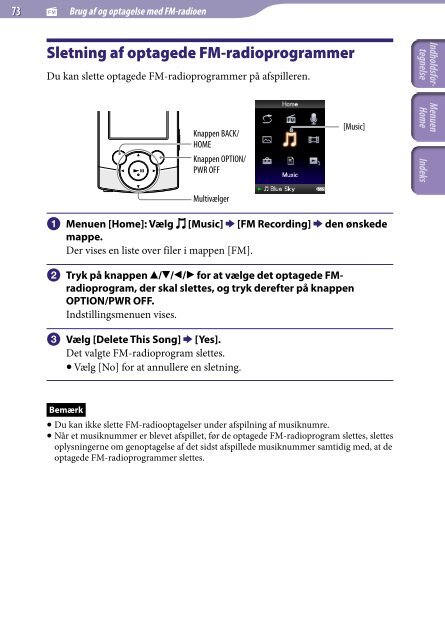 Sony NWZ-S544 - NWZ-S544 Istruzioni per l'uso Danese