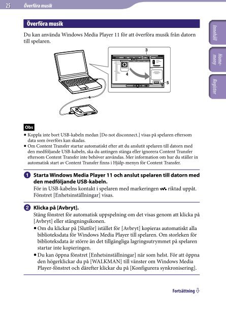 Sony NWZ-S544 - NWZ-S544 Istruzioni per l'uso Svedese