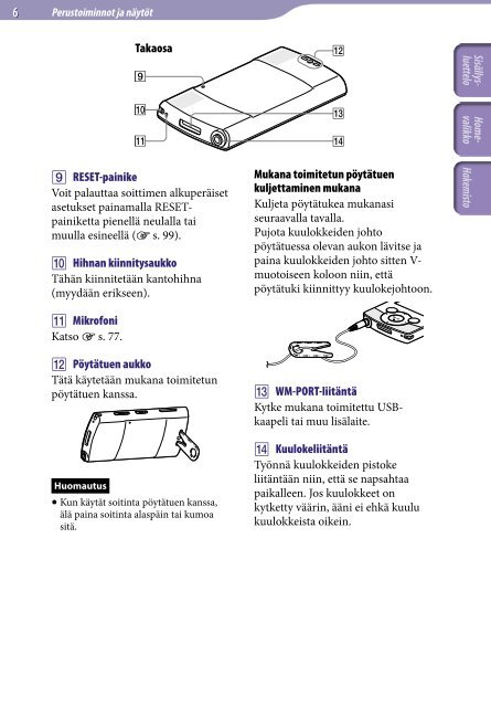 Sony NWZ-S544 - NWZ-S544 Istruzioni per l'uso Finlandese