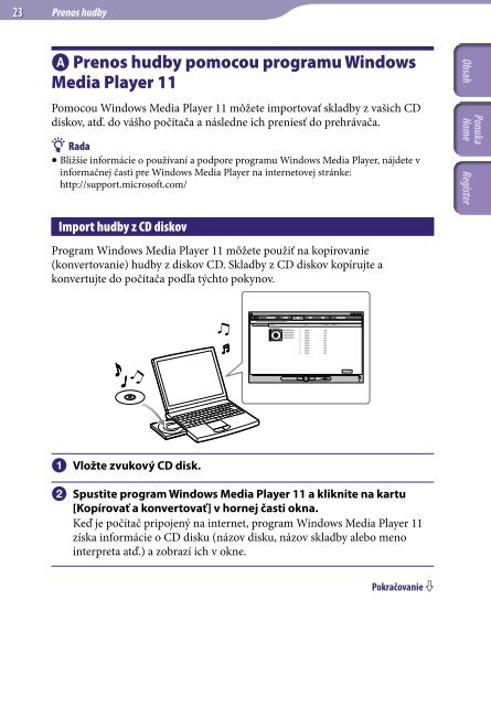 Sony NWZ-S544 - NWZ-S544 Istruzioni per l'uso Slovacco