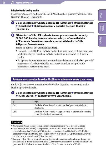 Sony NWZ-S544 - NWZ-S544 Istruzioni per l'uso Slovacco