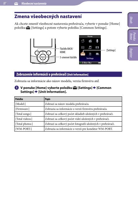 Sony NWZ-S544 - NWZ-S544 Istruzioni per l'uso Slovacco