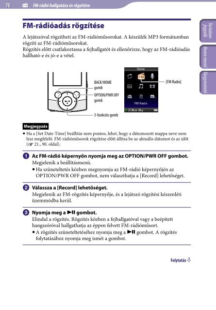 Sony NWZ-S544 - NWZ-S544 Istruzioni per l'uso Ungherese