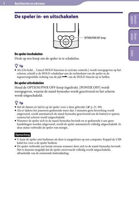Sony NWZ-S544 - NWZ-S544 Istruzioni per l'uso Olandese