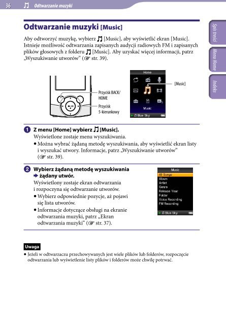 Sony NWZ-S544 - NWZ-S544 Istruzioni per l'uso Polacco