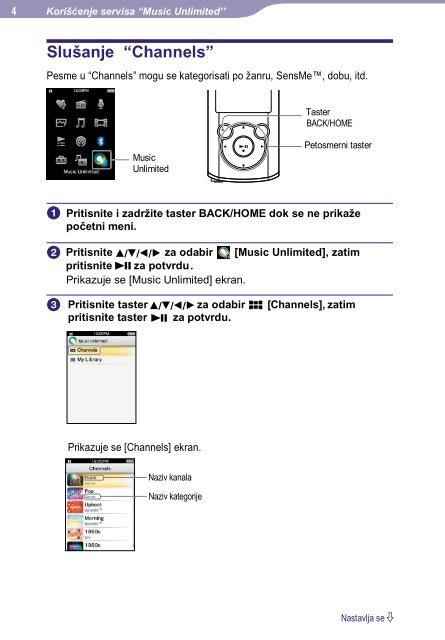 Sony NWZ-S764BT - NWZ-S764BT Guida di configurazione rapid Serbo