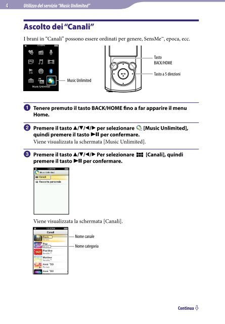 Sony NWZ-S764BT - NWZ-S764BT Istruzioni per l'uso Italiano