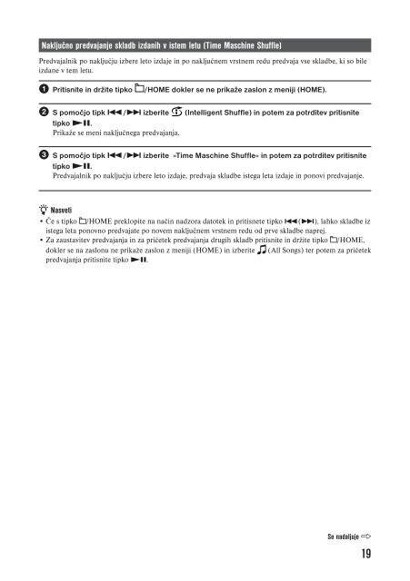 Sony NW-E015 - NW-E015 Istruzioni per l'uso Sloveno