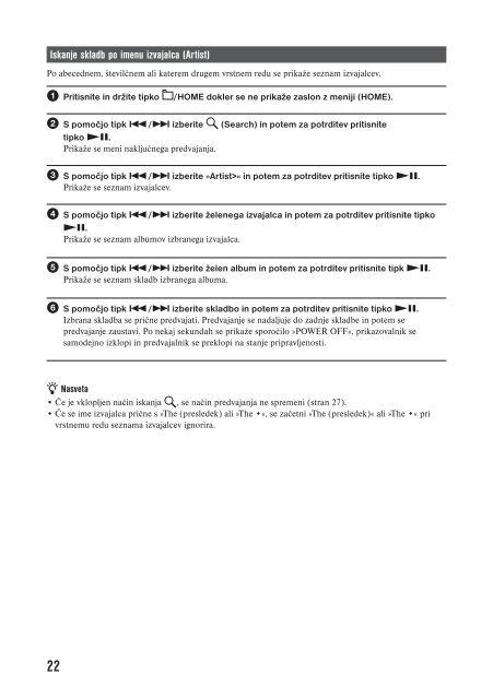 Sony NW-E015 - NW-E015 Istruzioni per l'uso Sloveno