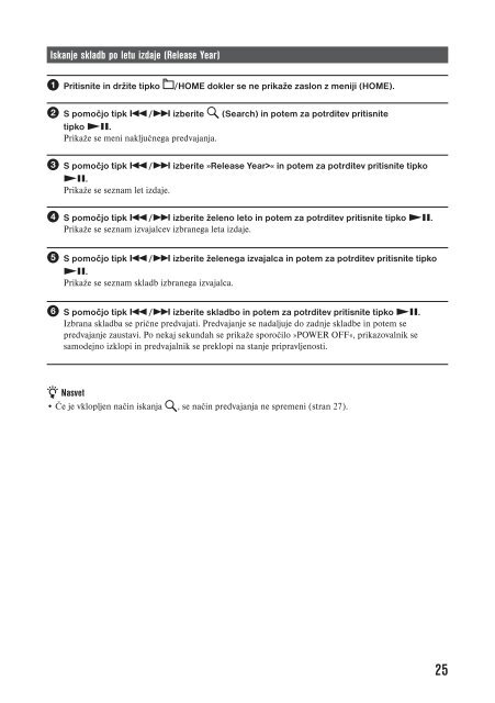 Sony NW-E015 - NW-E015 Istruzioni per l'uso Sloveno