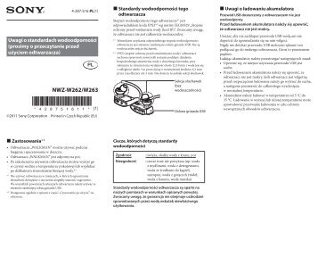 Sony NWZ-W263 - NWZ-W263 Istruzioni per l'uso Polacco